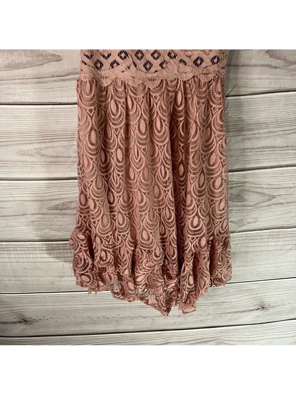 FREE People Adella Crochet Lace Slip Velvet Burnout Dress in Pink - Picture 7 of 12